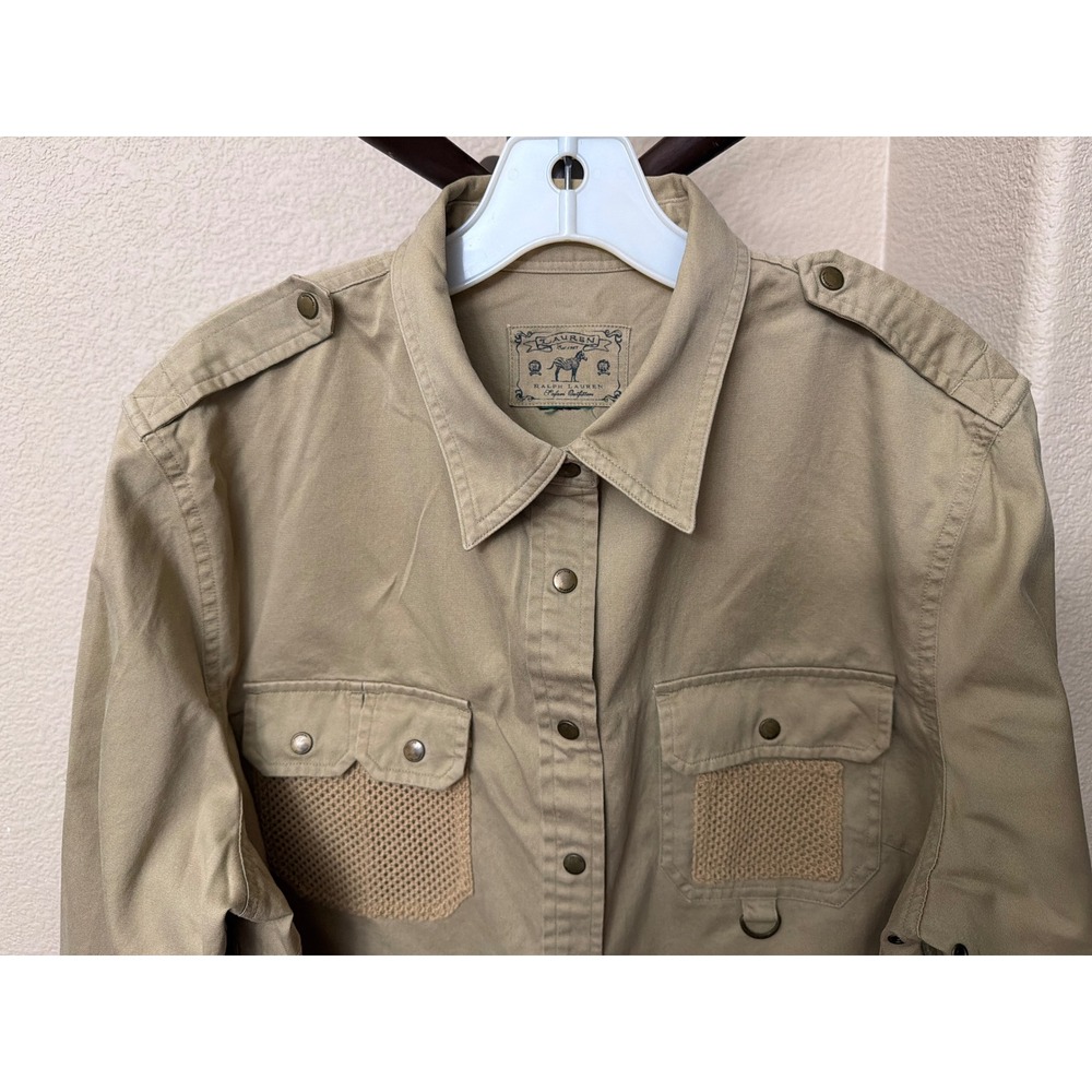 Lauren Ralph Lauren Safari Outfitters Khaki Cotton Utility Field Shirt Tan L